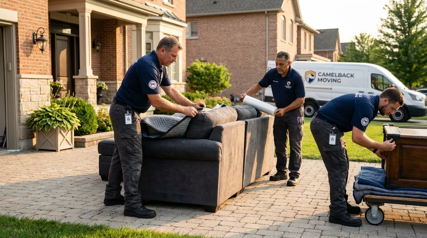 Large estate moving crew wrapping furniture in Dewart, PA